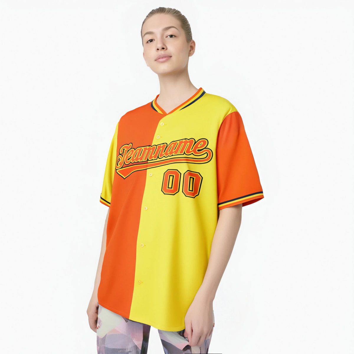 Custom Orange Gold Authentic Split Fashion Baseball Jersey
