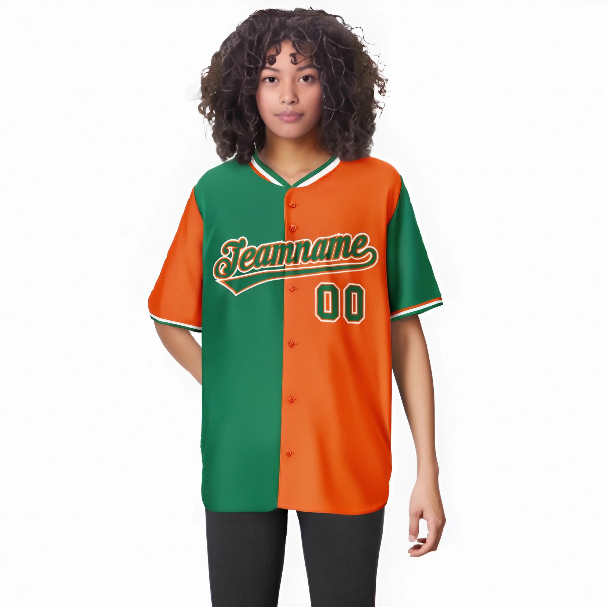 Custom Kelly Green Orange Authentic Split Fashion Baseball Jersey