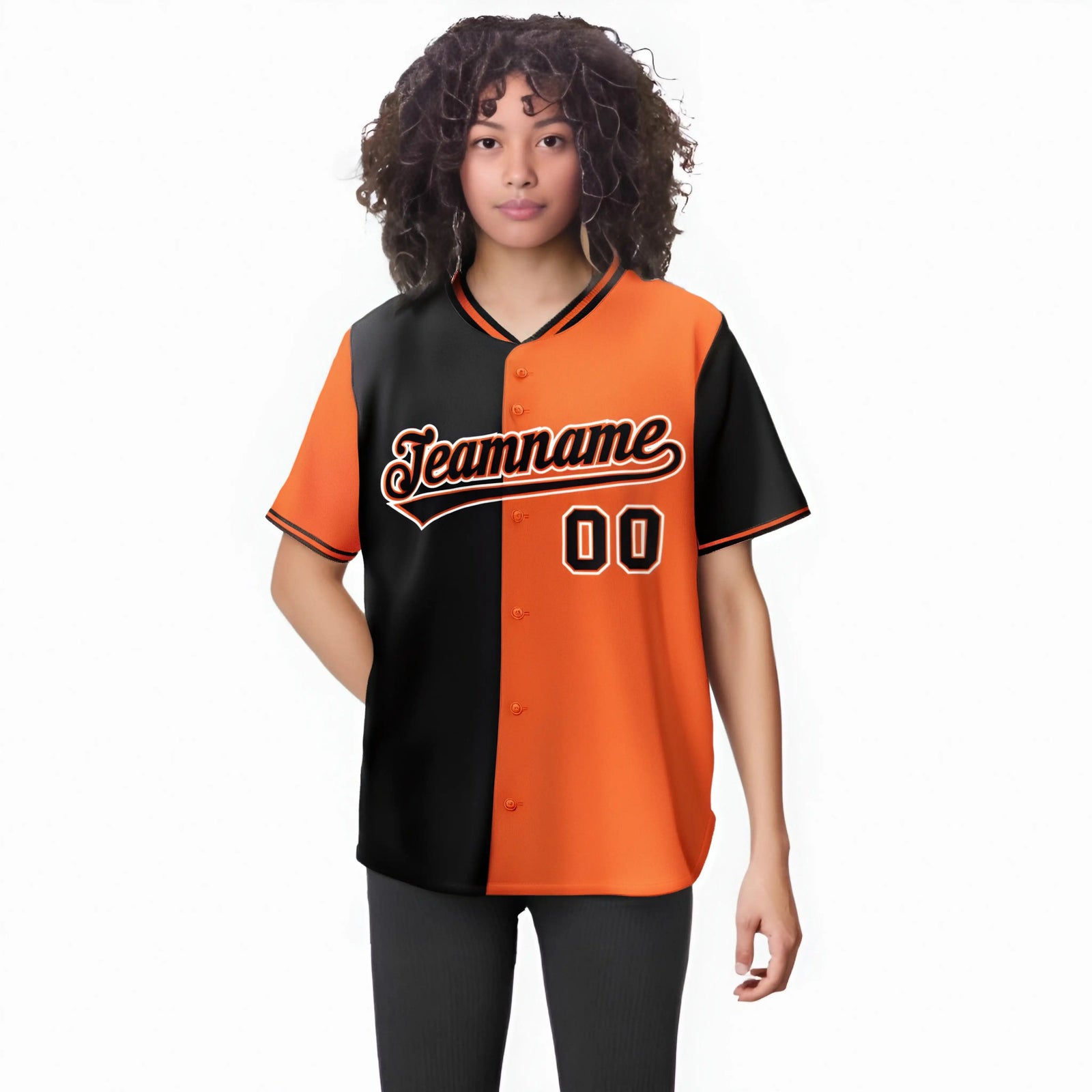 Custom Black Orange Authentic Split Fashion Baseball Jersey