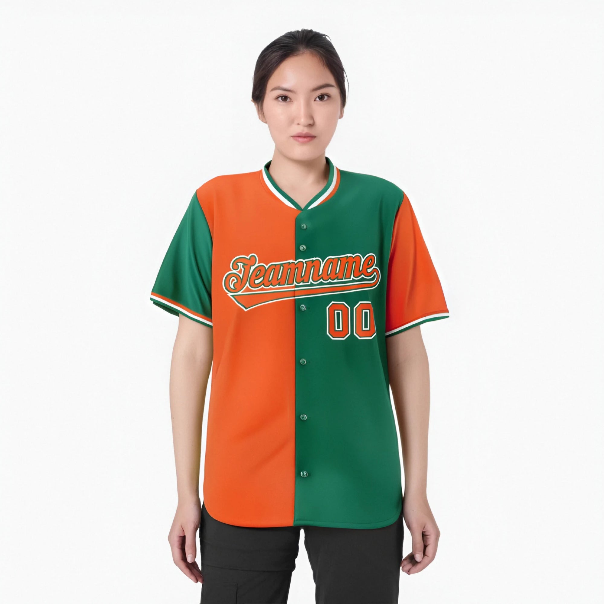 Custom Orange Kelly Green Authentic Split Fashion Baseball Jersey