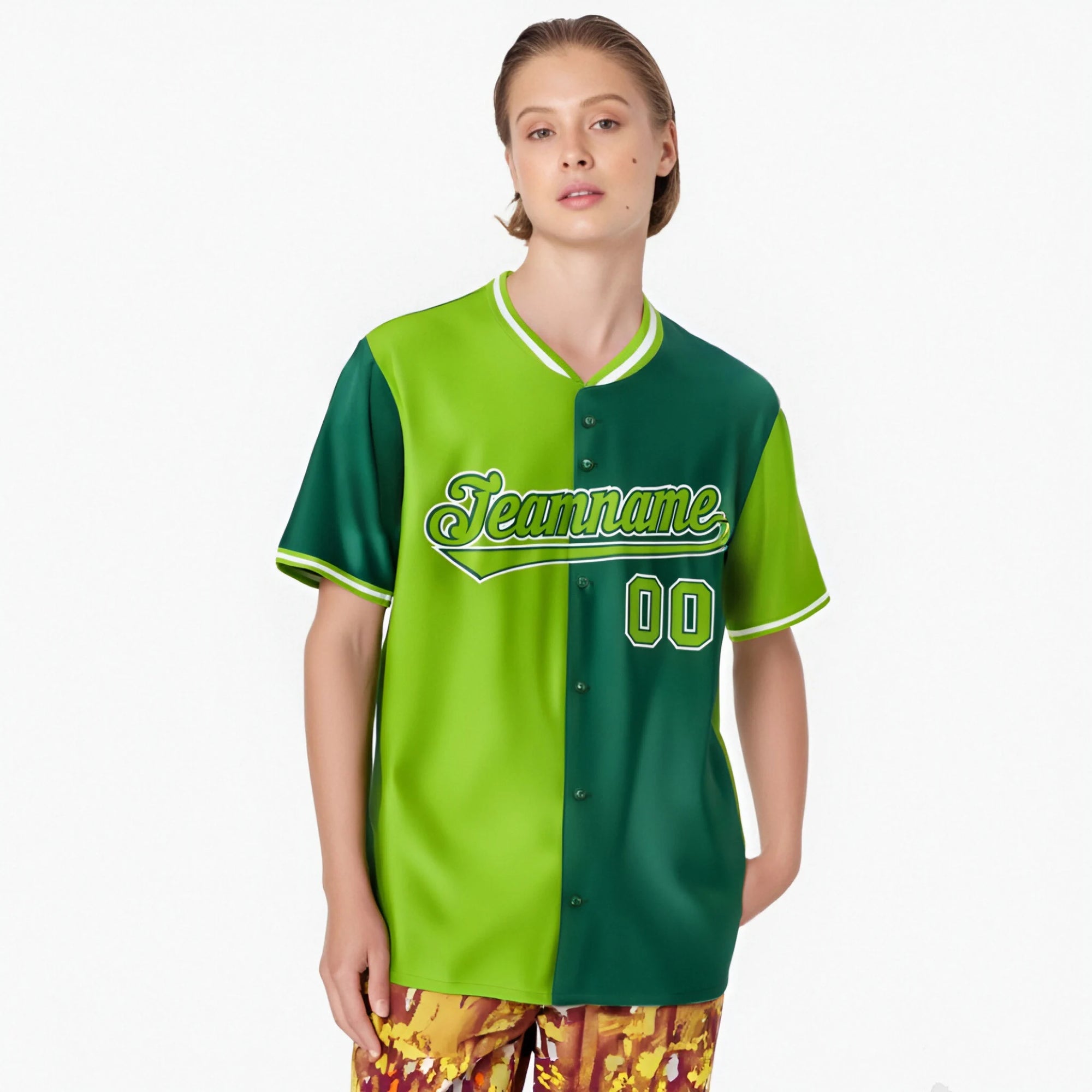 Custom Neon Green-Kelly Green Authentic Split Fashion Baseball Jersey