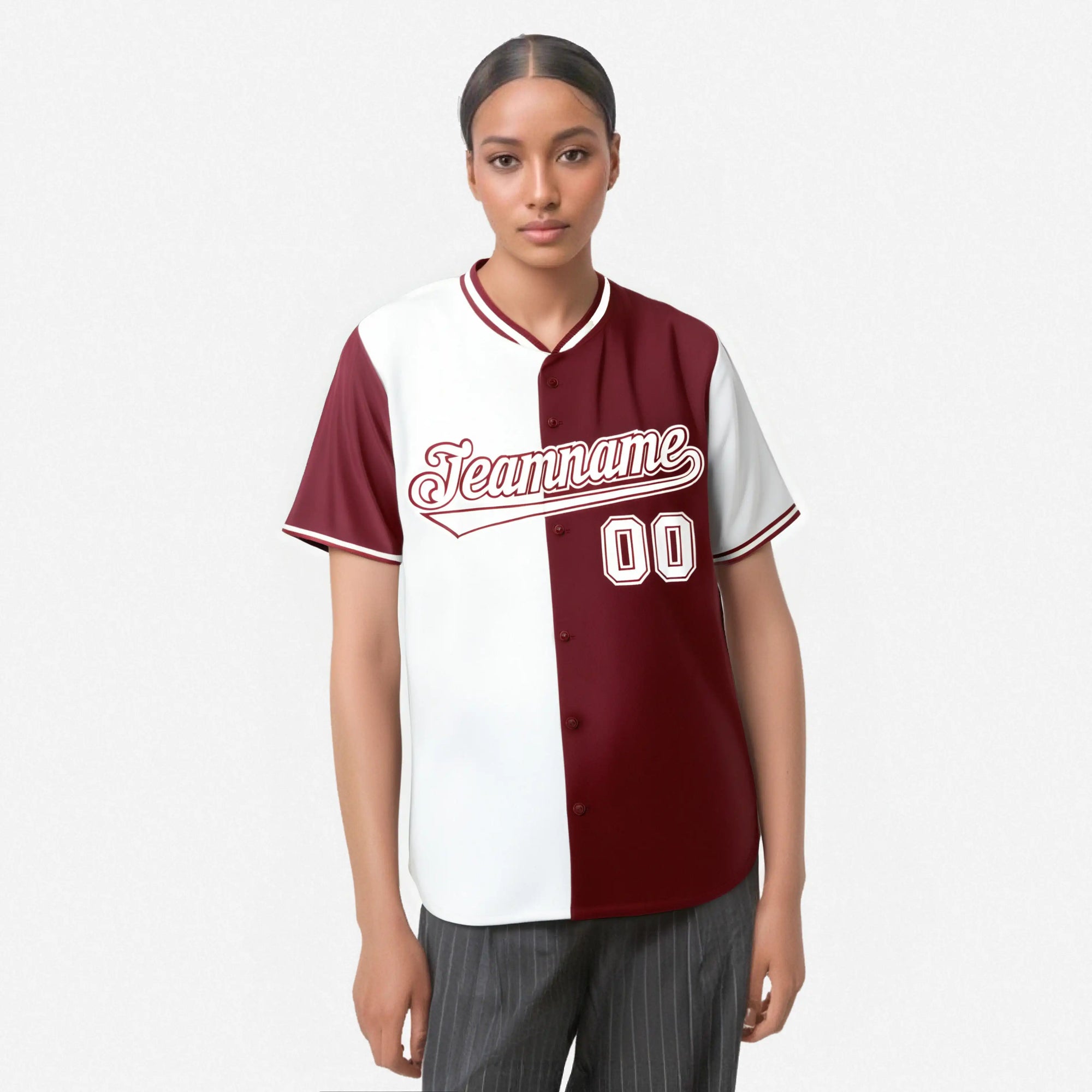 Custom White Crimson Authentic Split Fashion Baseball Jersey