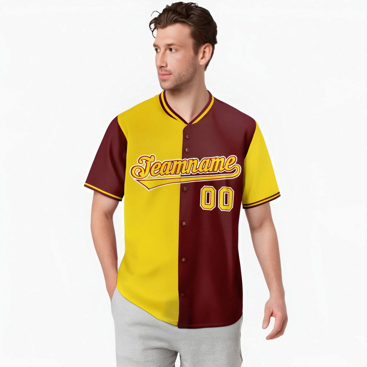 Custom Gold Crimson Authentic Split Fashion Baseball Jersey