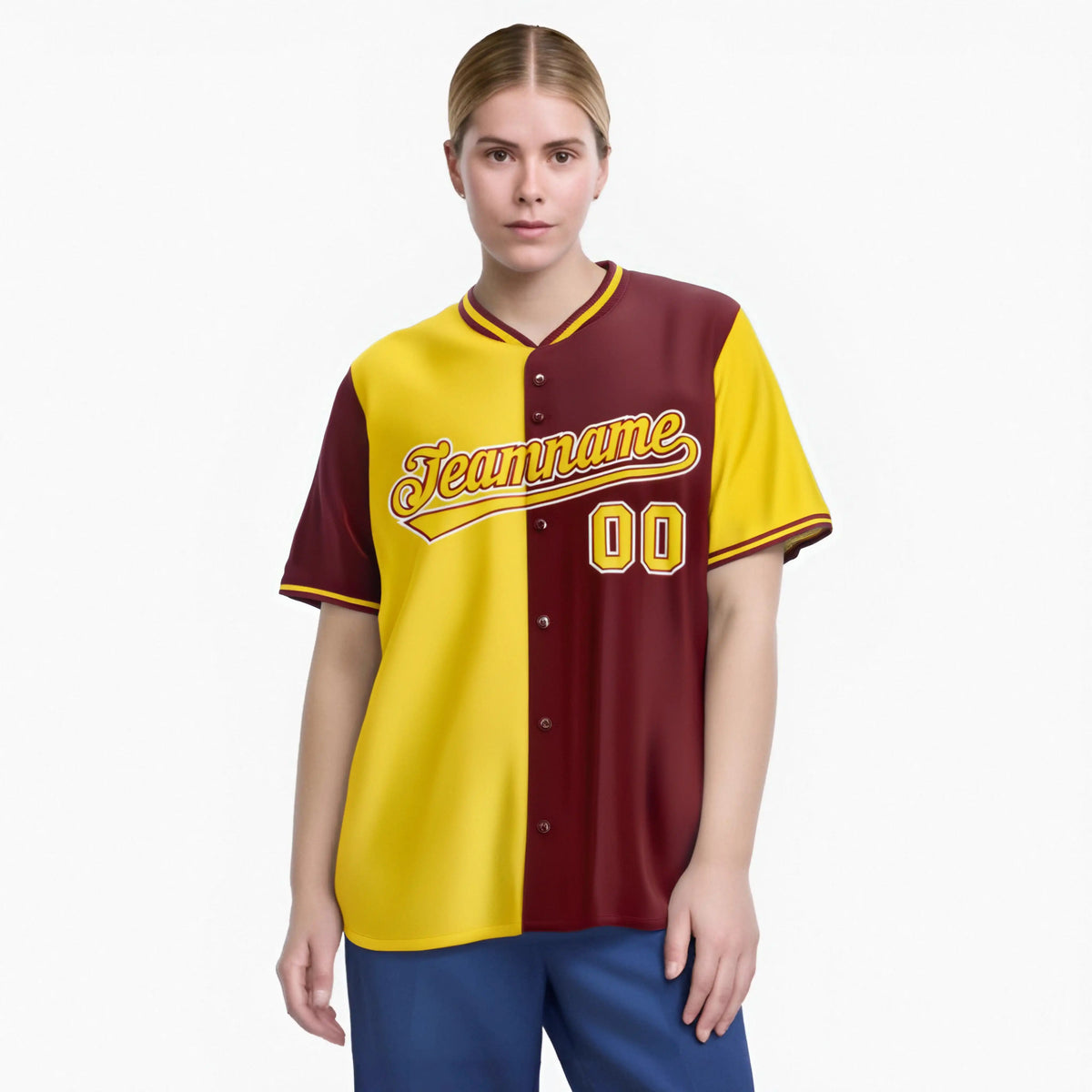 Custom Gold Crimson Authentic Split Fashion Baseball Jersey