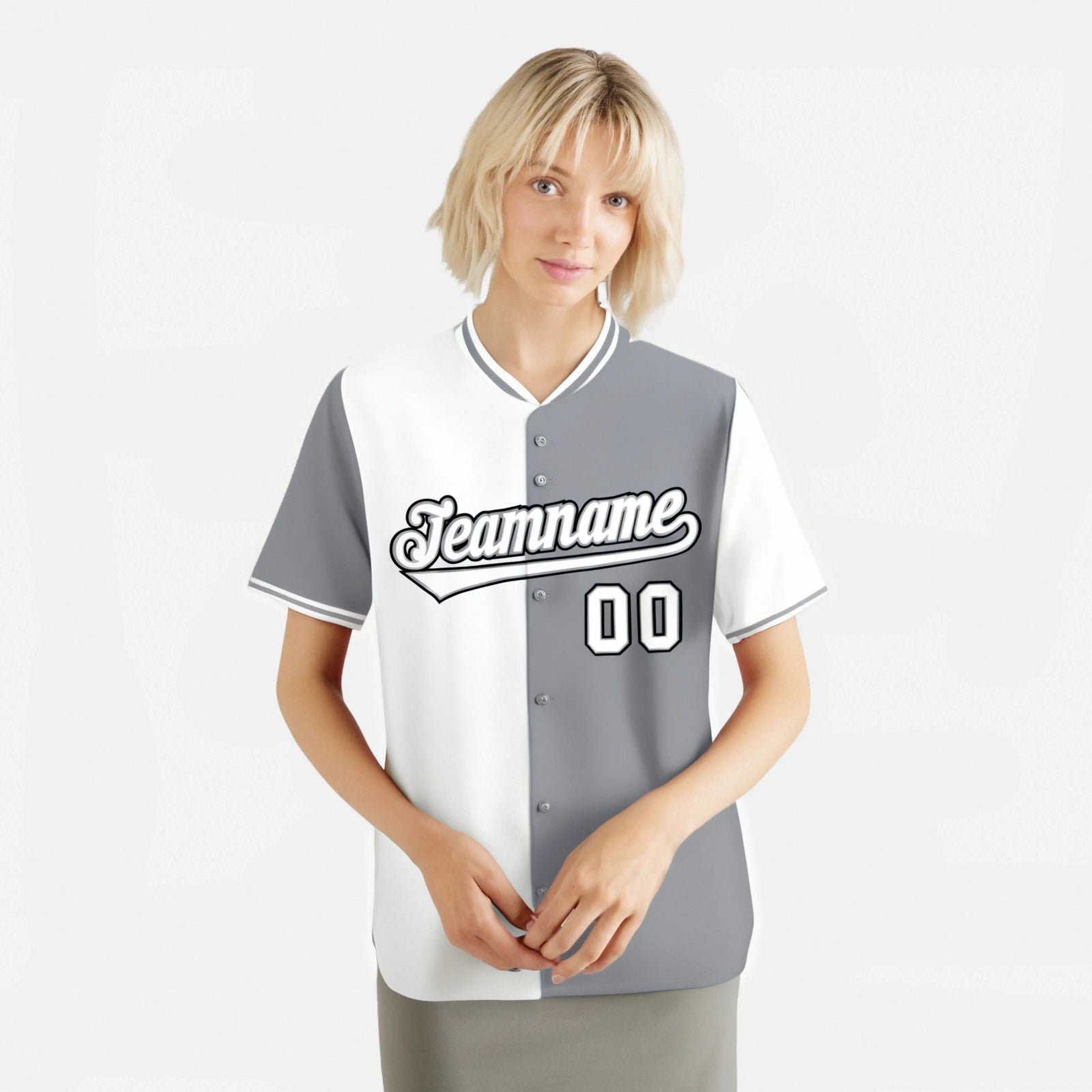 Custom White Gray Authentic Split Fashion Baseball Jersey