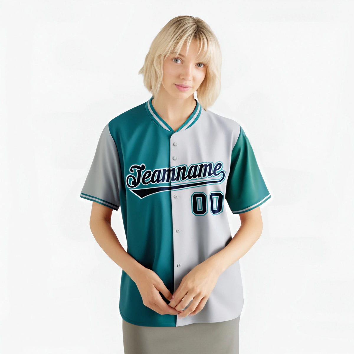 Custom Aqua Gray Authentic Split Fashion Baseball Jersey