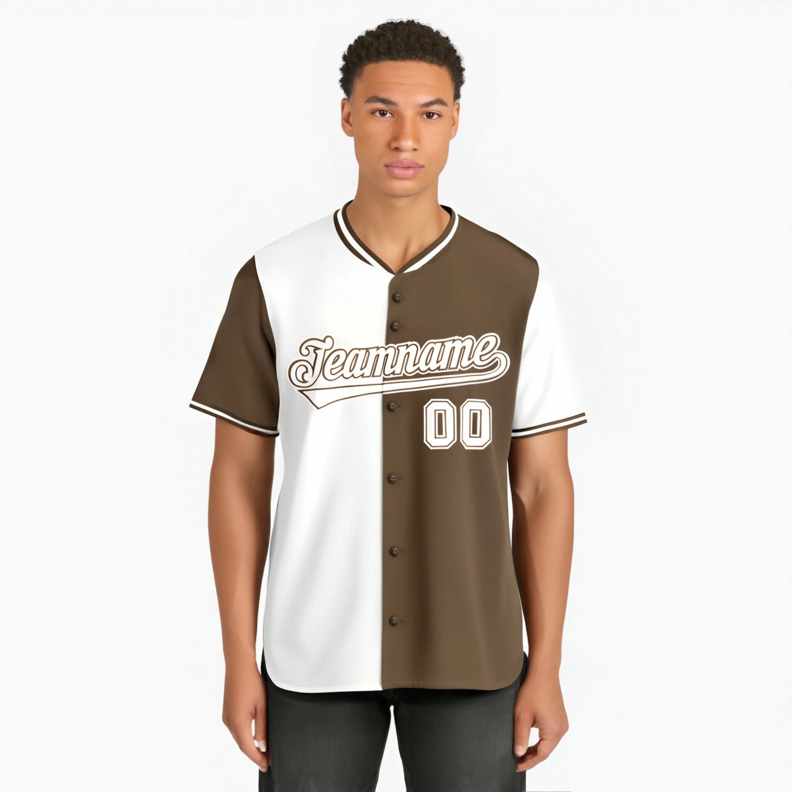 Custom White Light Brown Authentic Split Fashion Baseball Jersey