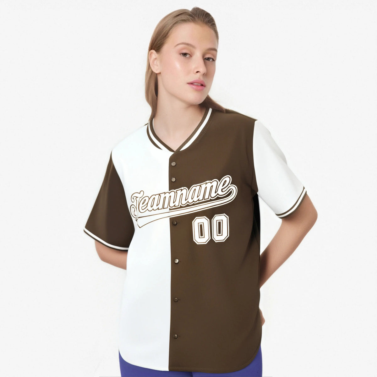 Custom White Light Brown Authentic Split Fashion Baseball Jersey