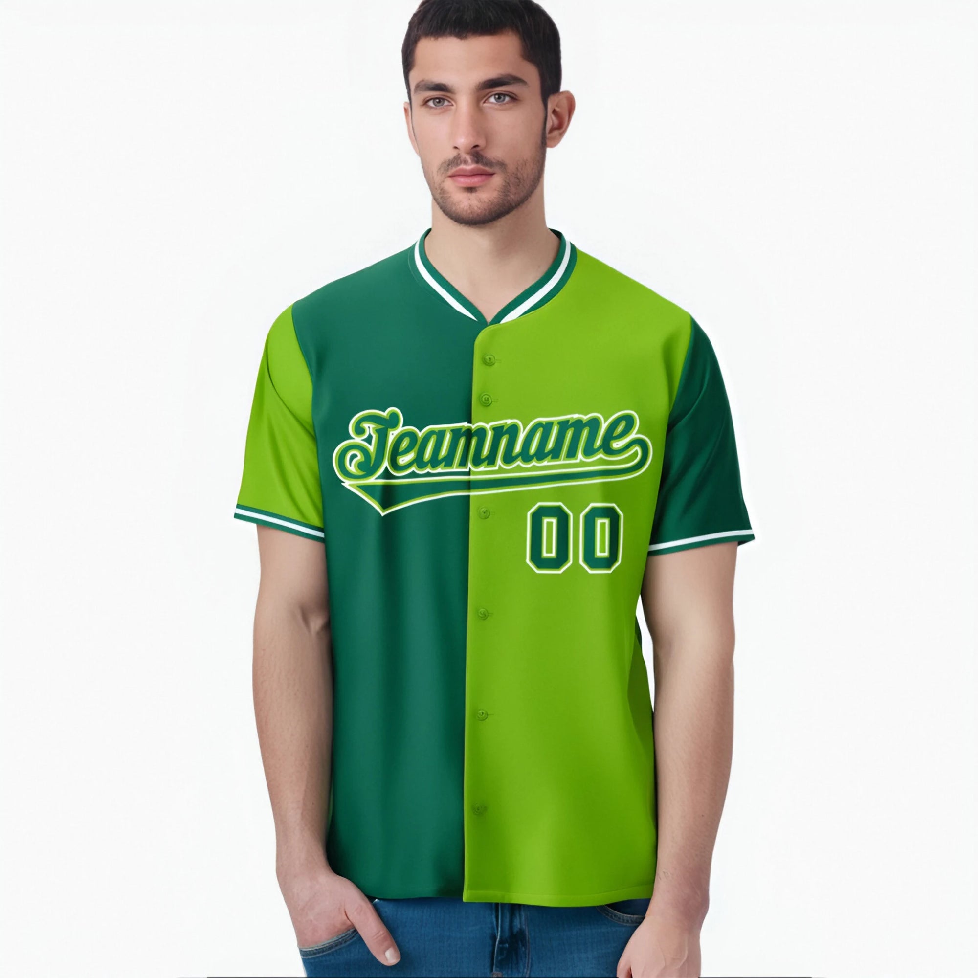 Custom Kelly Green-Neon Green Authentic Split Fashion Baseball Jersey