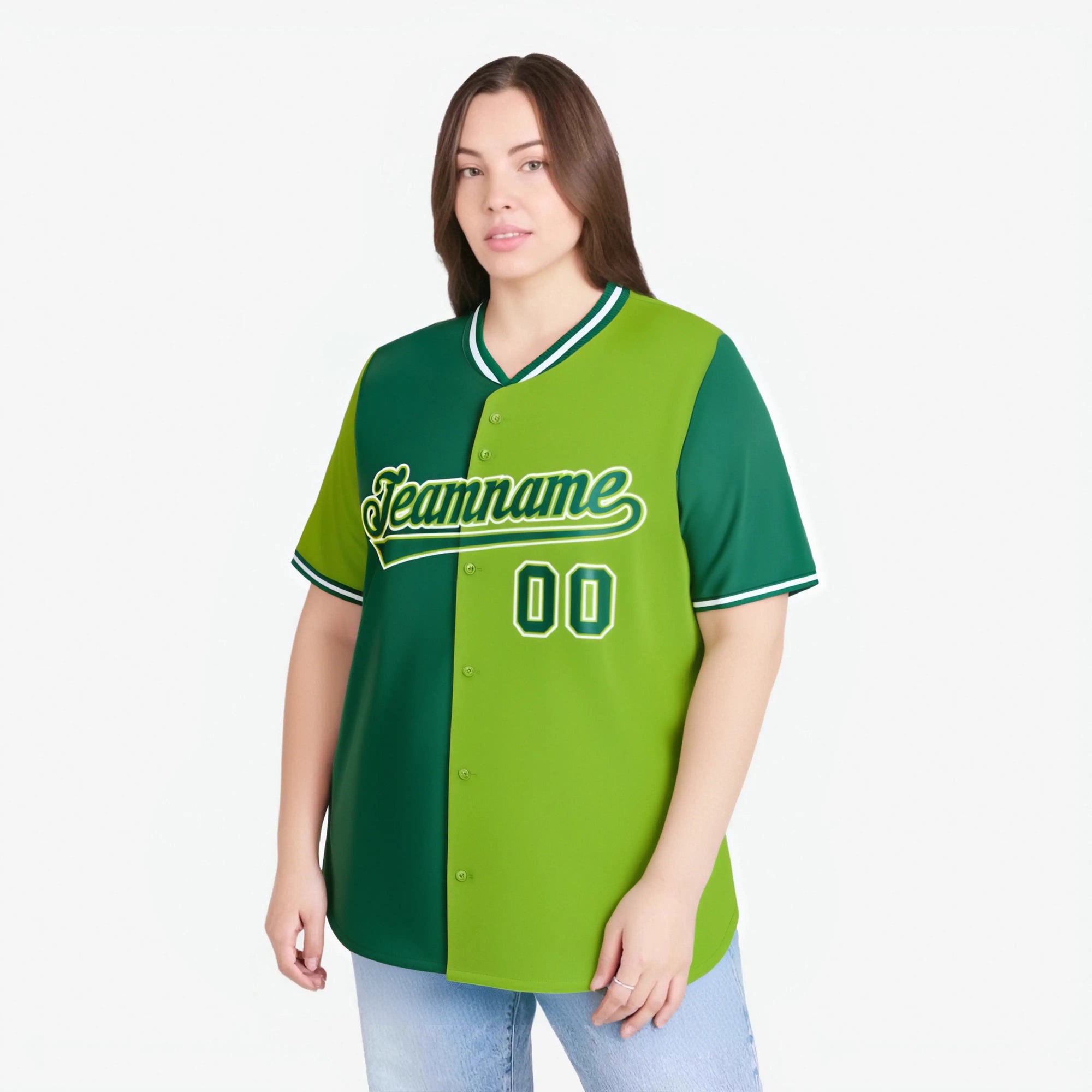 Custom Kelly Green-Neon Green Authentic Split Fashion Baseball Jersey