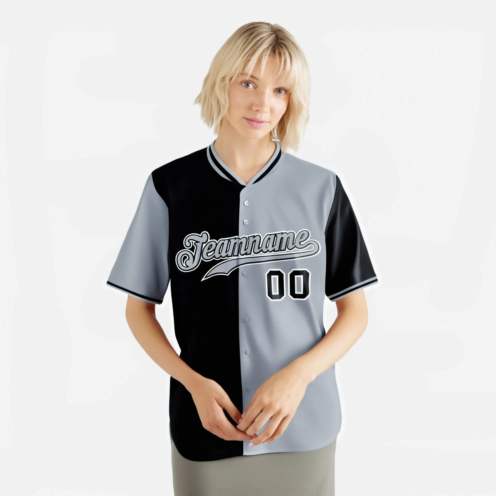 Custom Black Gray Authentic Split Fashion Baseball Jersey