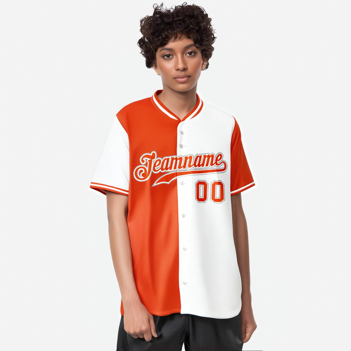Custom Orange White Authentic Split Fashion Baseball Jersey