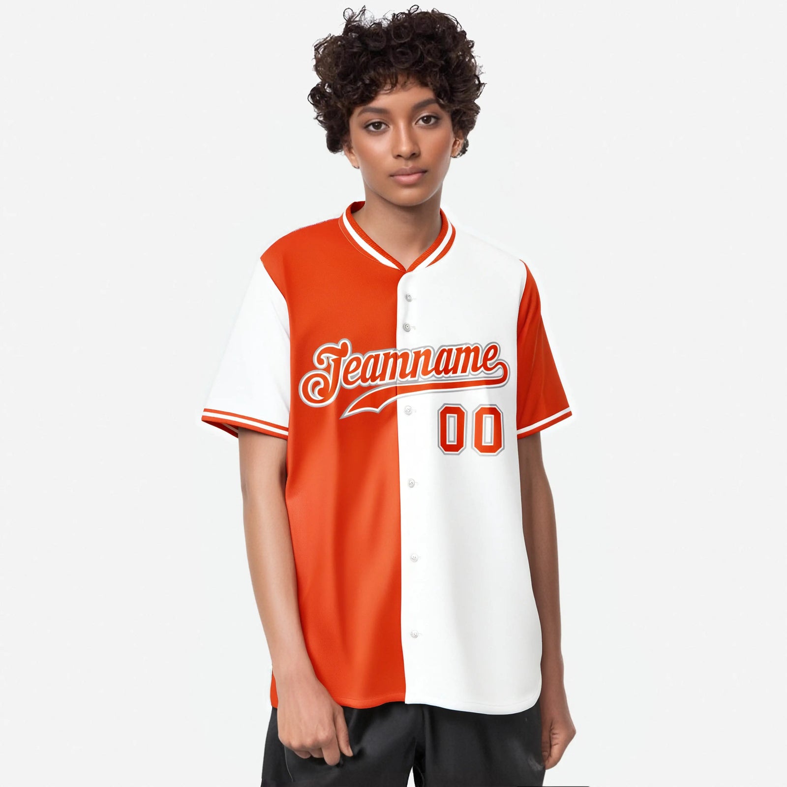 Custom Orange White Authentic Split Fashion Baseball Jersey