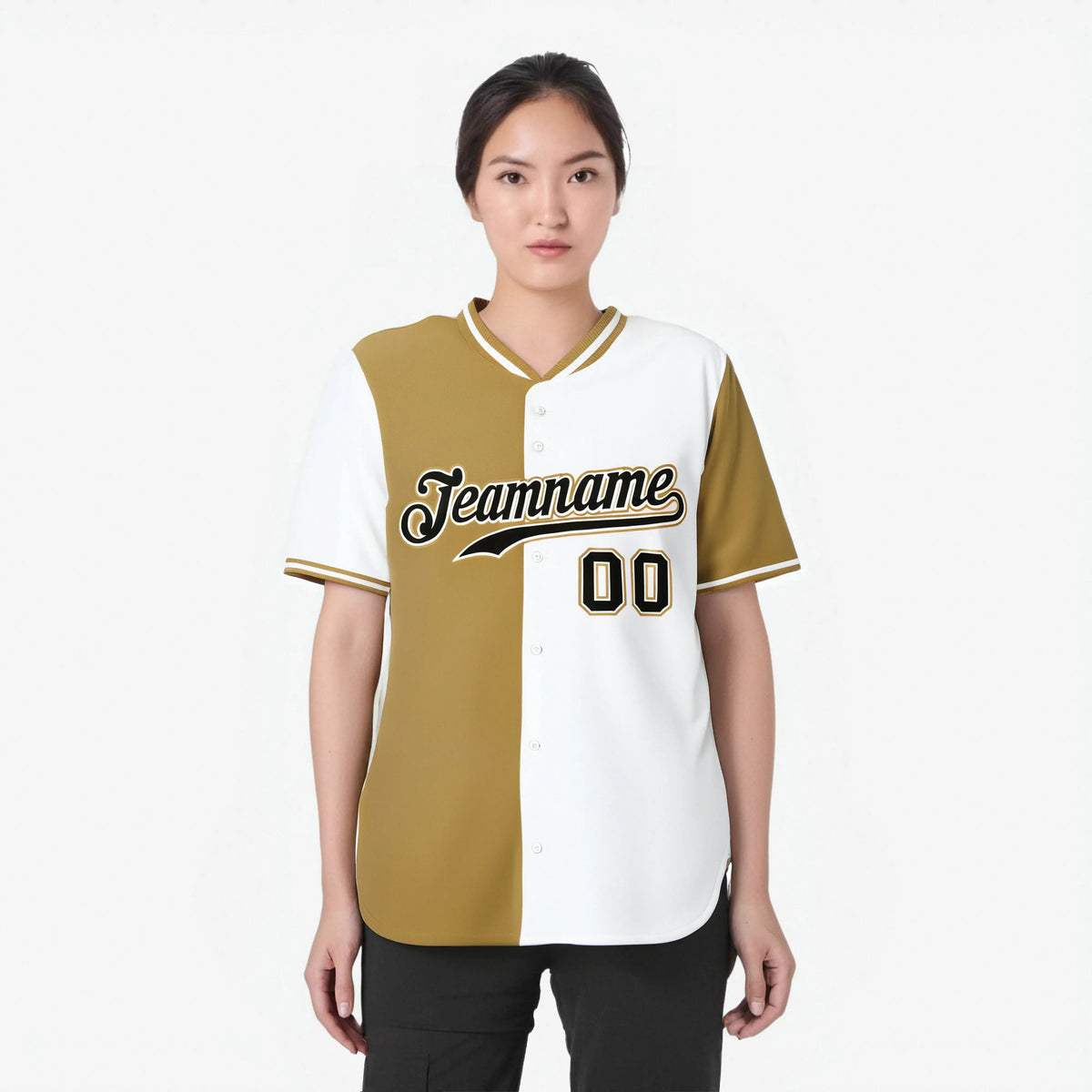 Custom Old Gold White Authentic Split Fashion Baseball Jersey