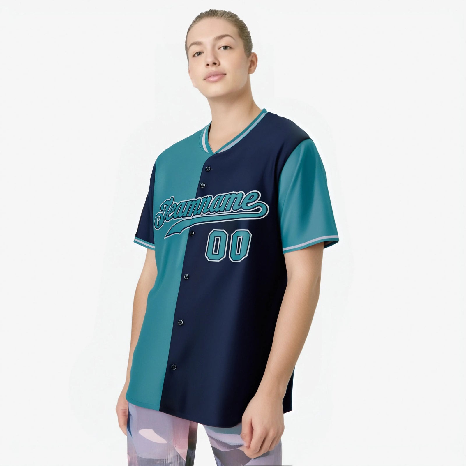 Custom Aqua Navy Authentic Split Fashion Baseball Jersey