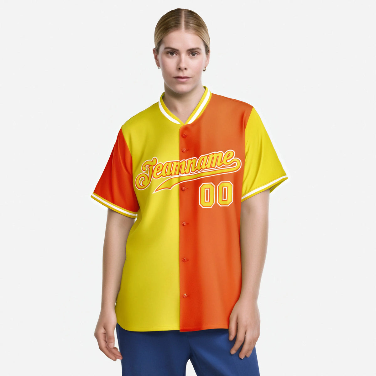 Custom Gold Orange Authentic Split Fashion Baseball Jersey