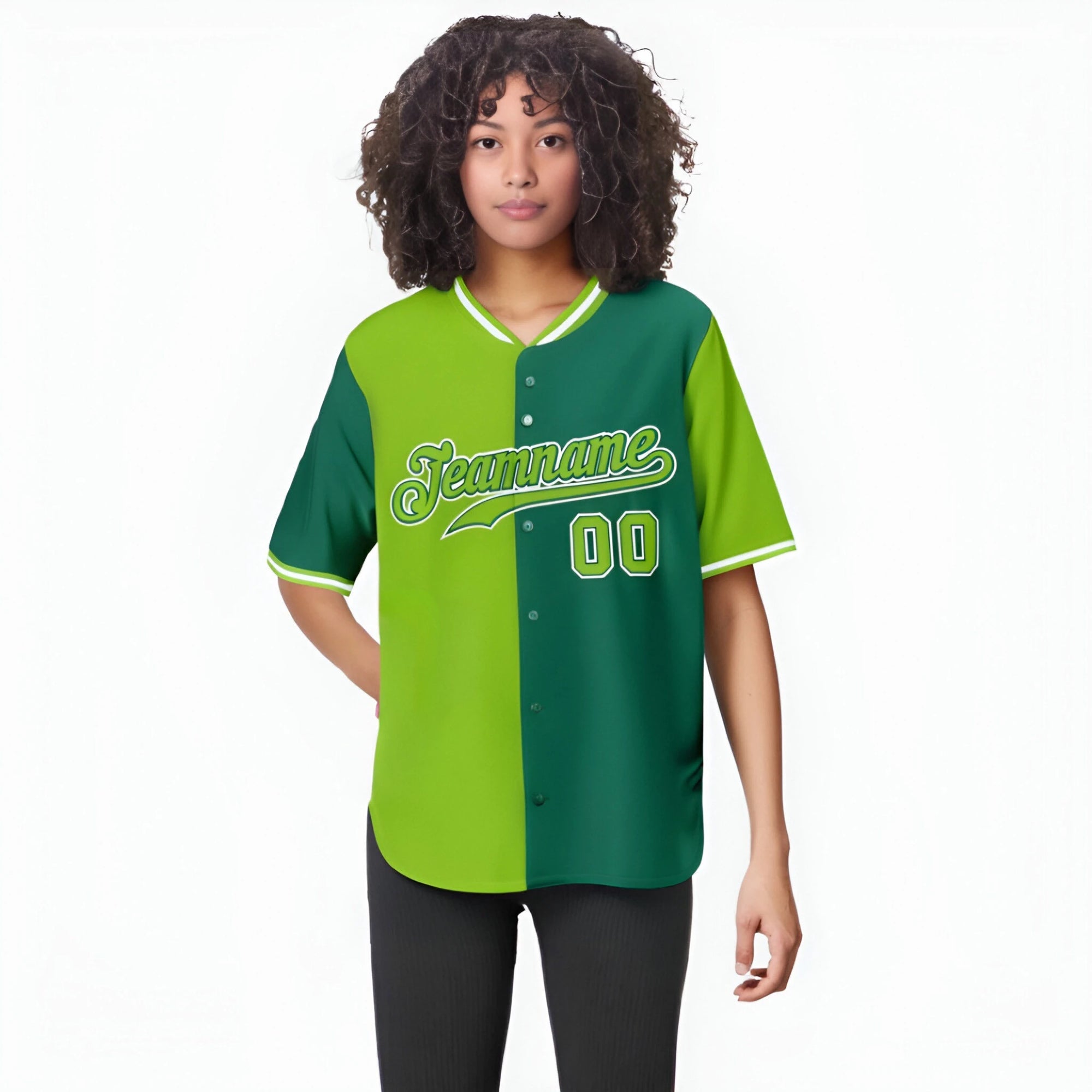 Custom Neon Green-Kelly Green Authentic Split Fashion Baseball Jersey