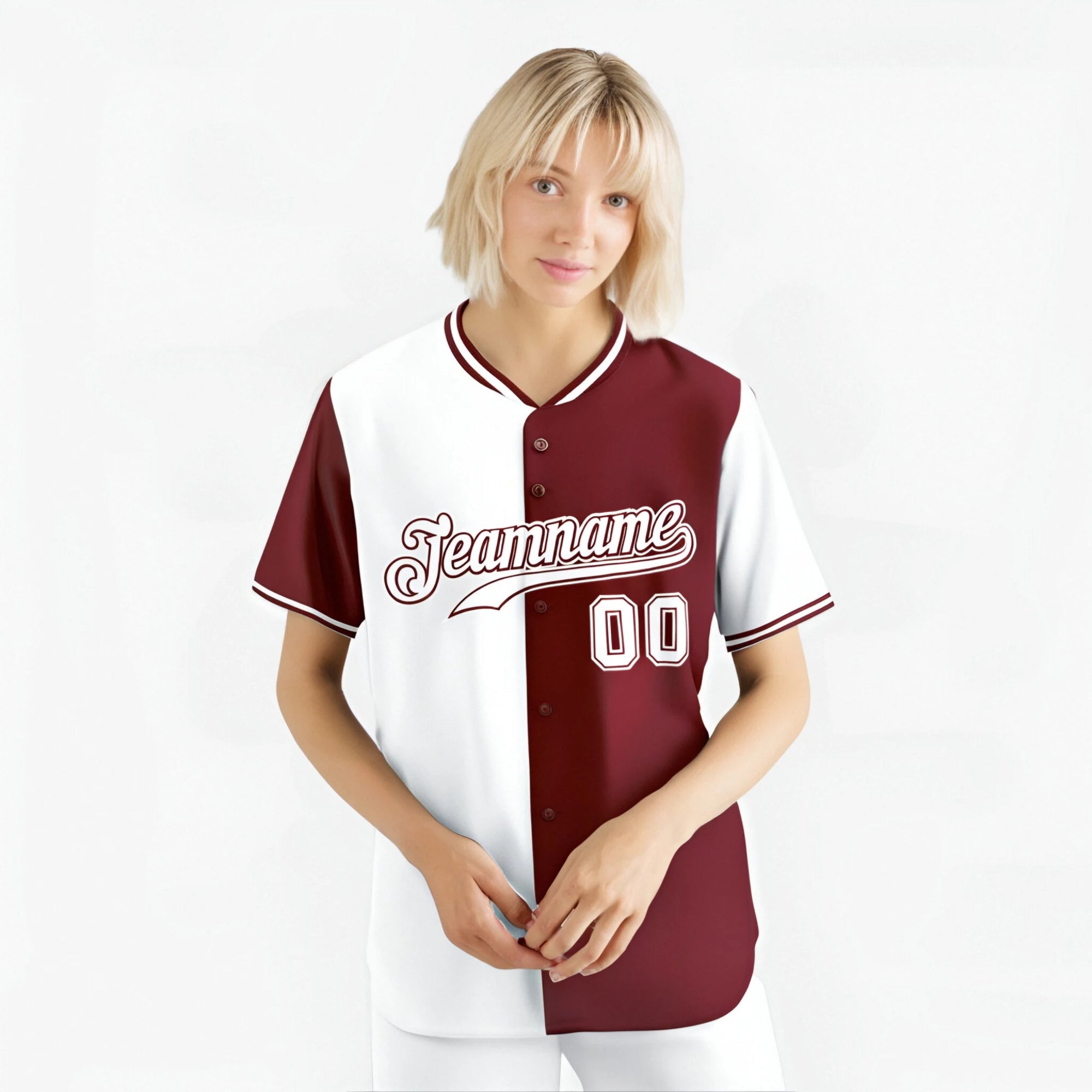 Custom White Crimson Authentic Split Fashion Baseball Jersey