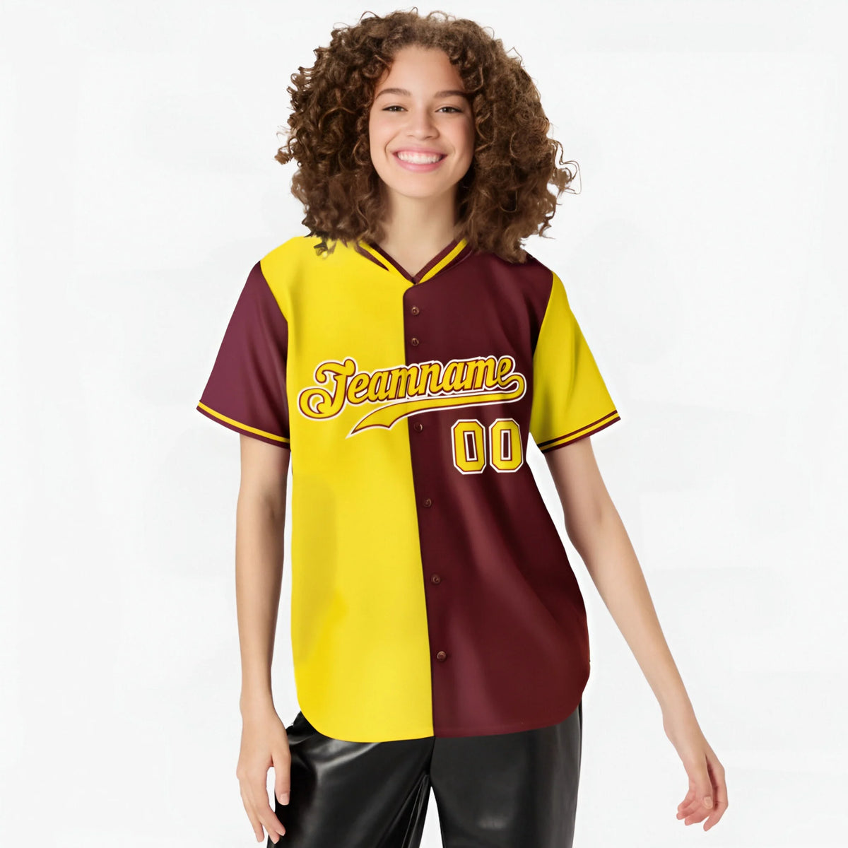 Custom Gold Crimson Authentic Split Fashion Baseball Jersey