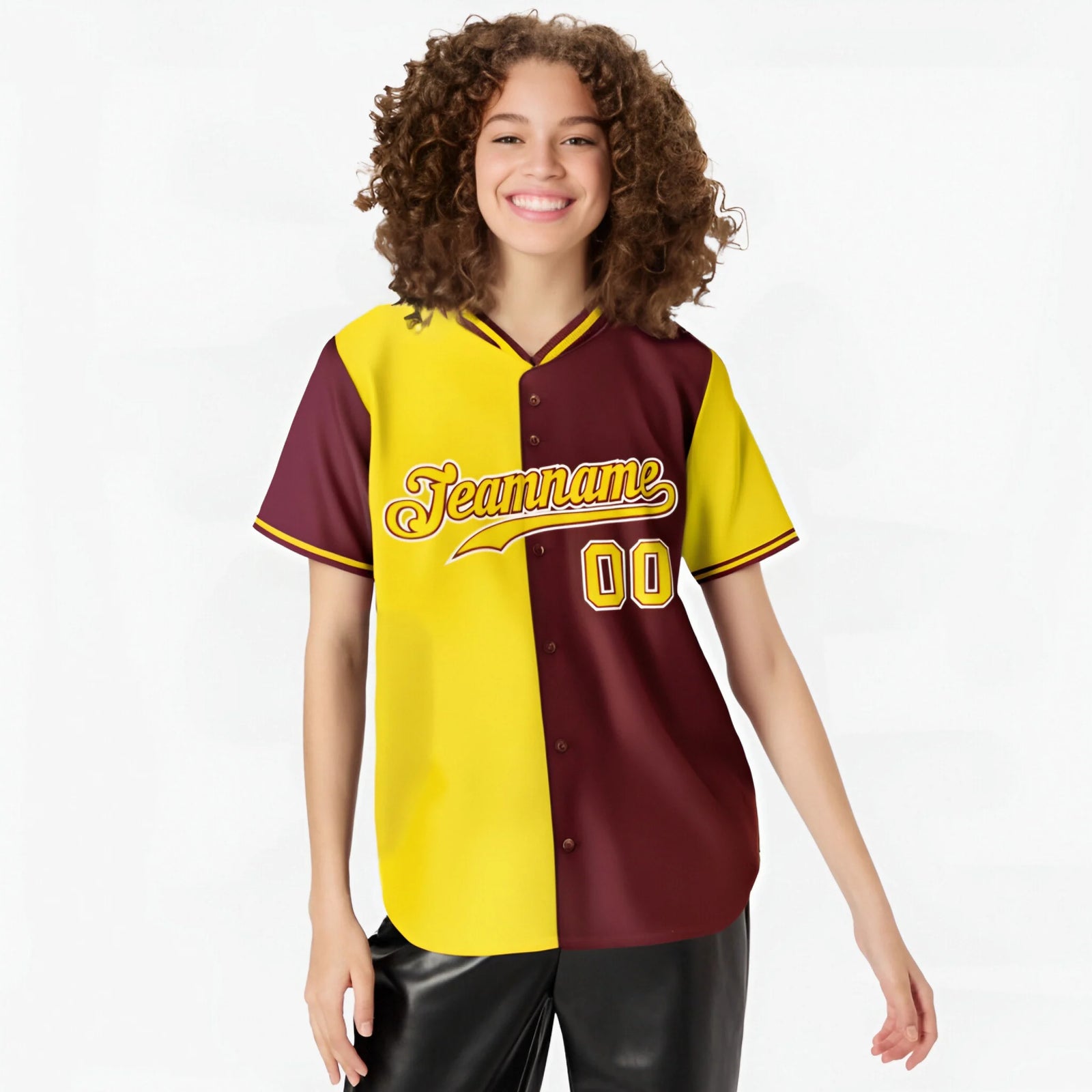 Custom Gold Crimson Authentic Split Fashion Baseball Jersey