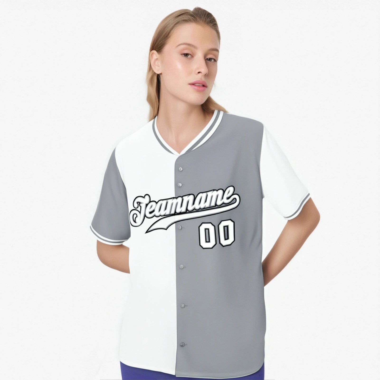 Custom White Gray Authentic Split Fashion Baseball Jersey