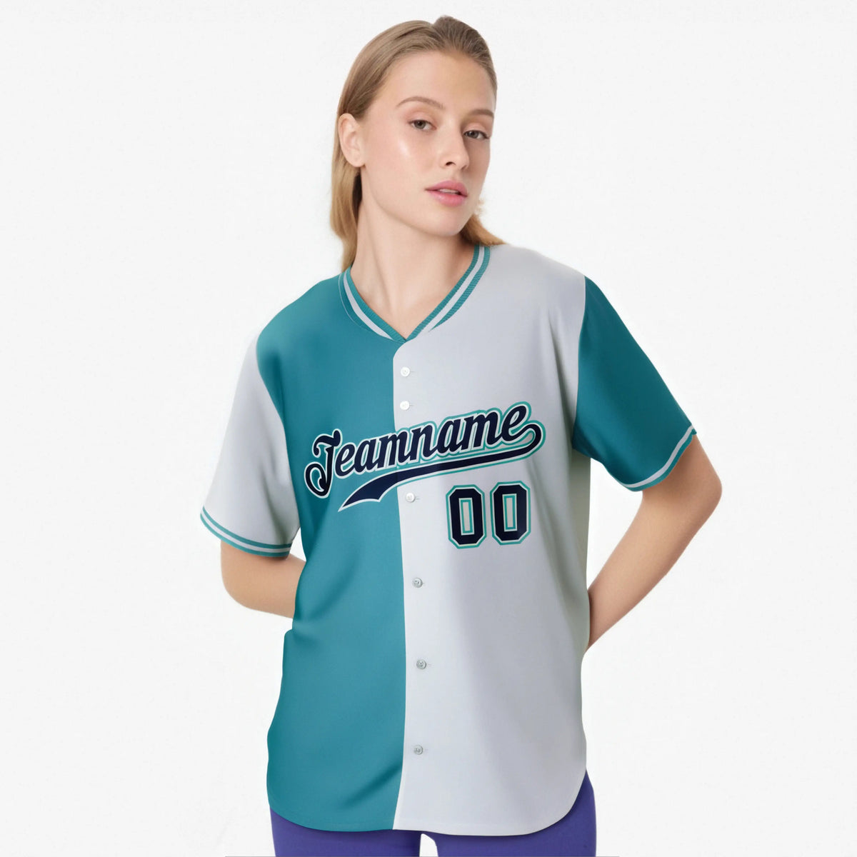 Custom Aqua Gray Authentic Split Fashion Baseball Jersey
