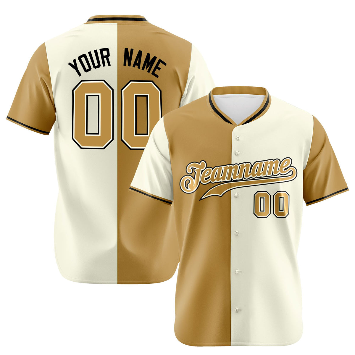 Custom Old Gold Cream Authentic Split Fashion Baseball Jersey