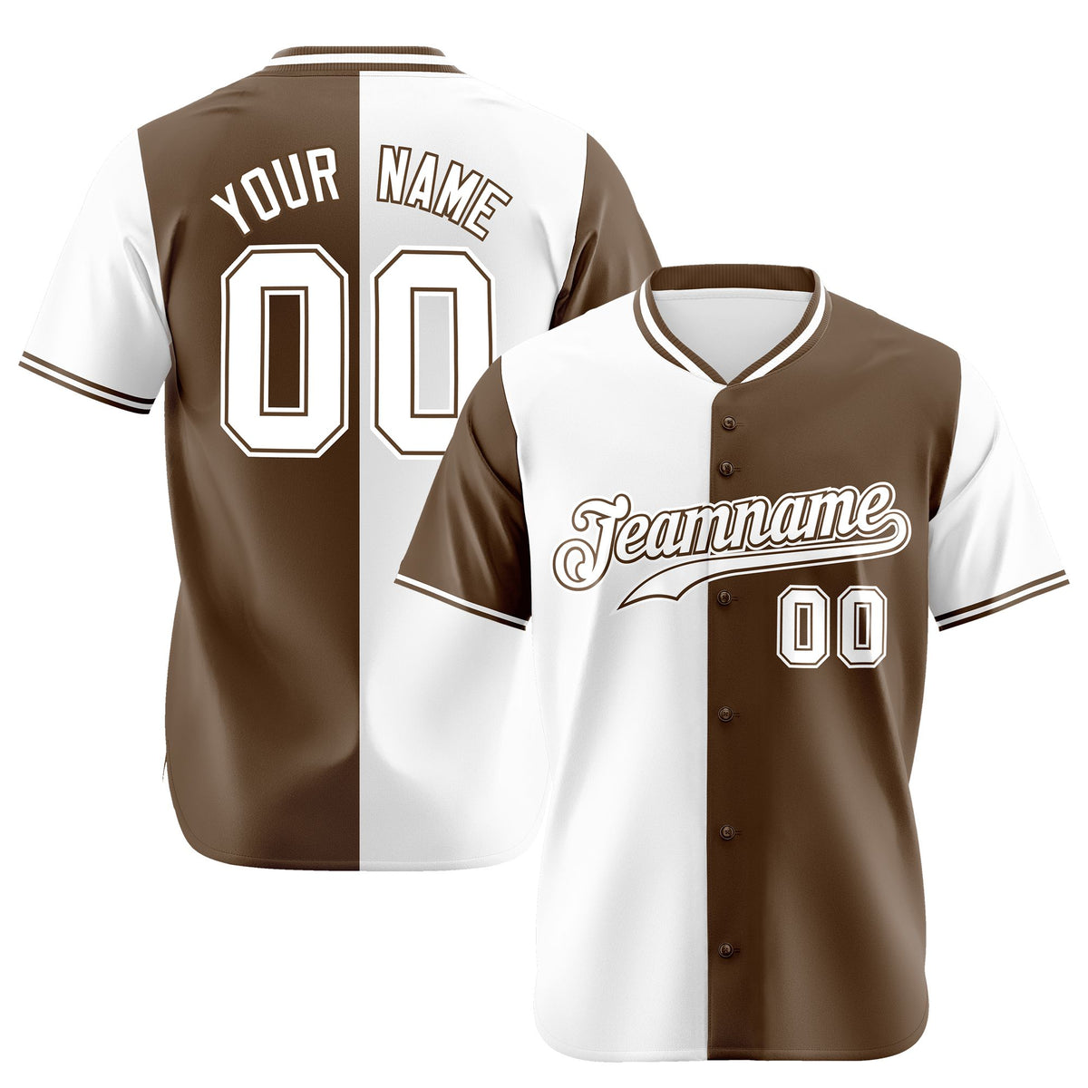 Custom White Light Brown Authentic Split Fashion Baseball Jersey