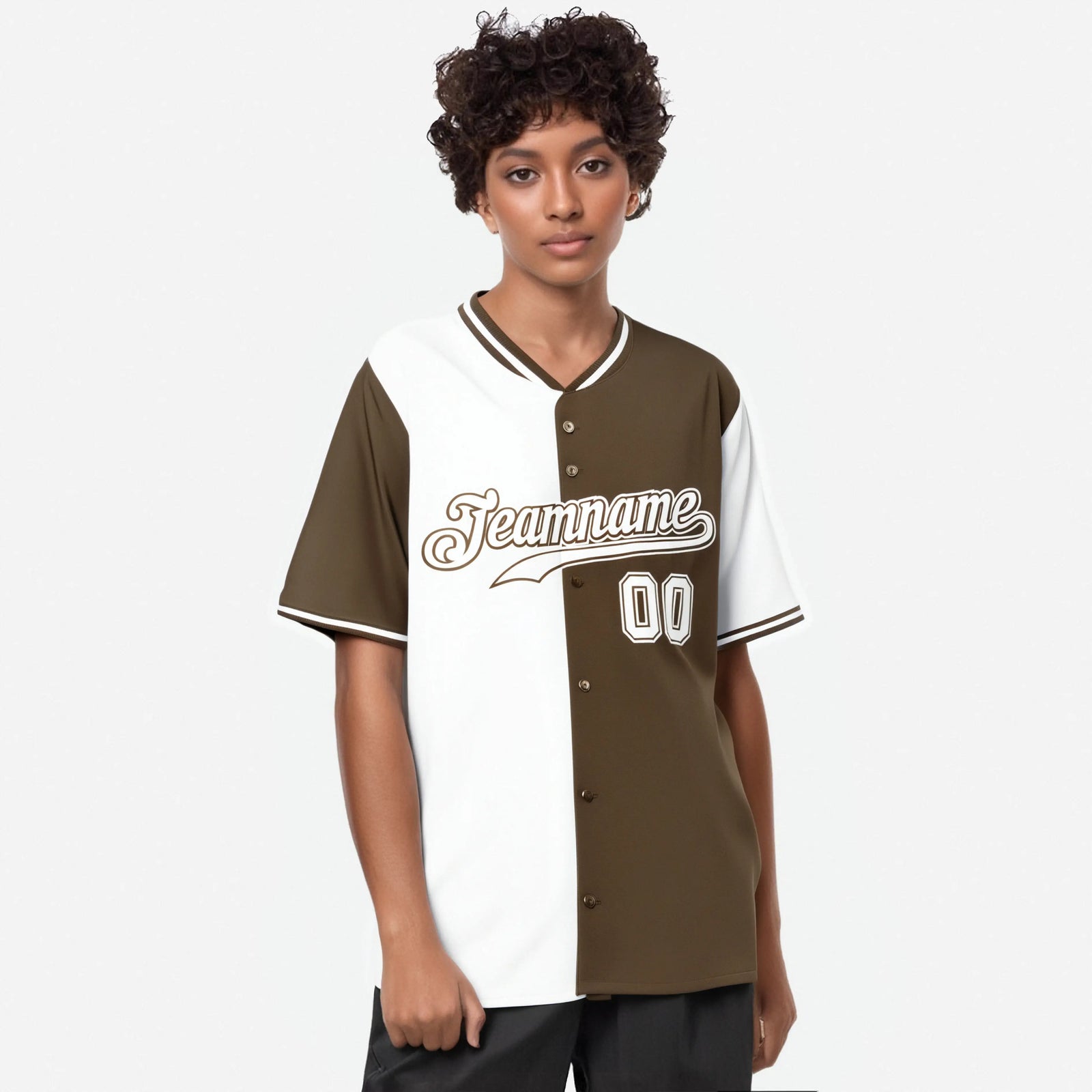 Custom White Light Brown Authentic Split Fashion Baseball Jersey