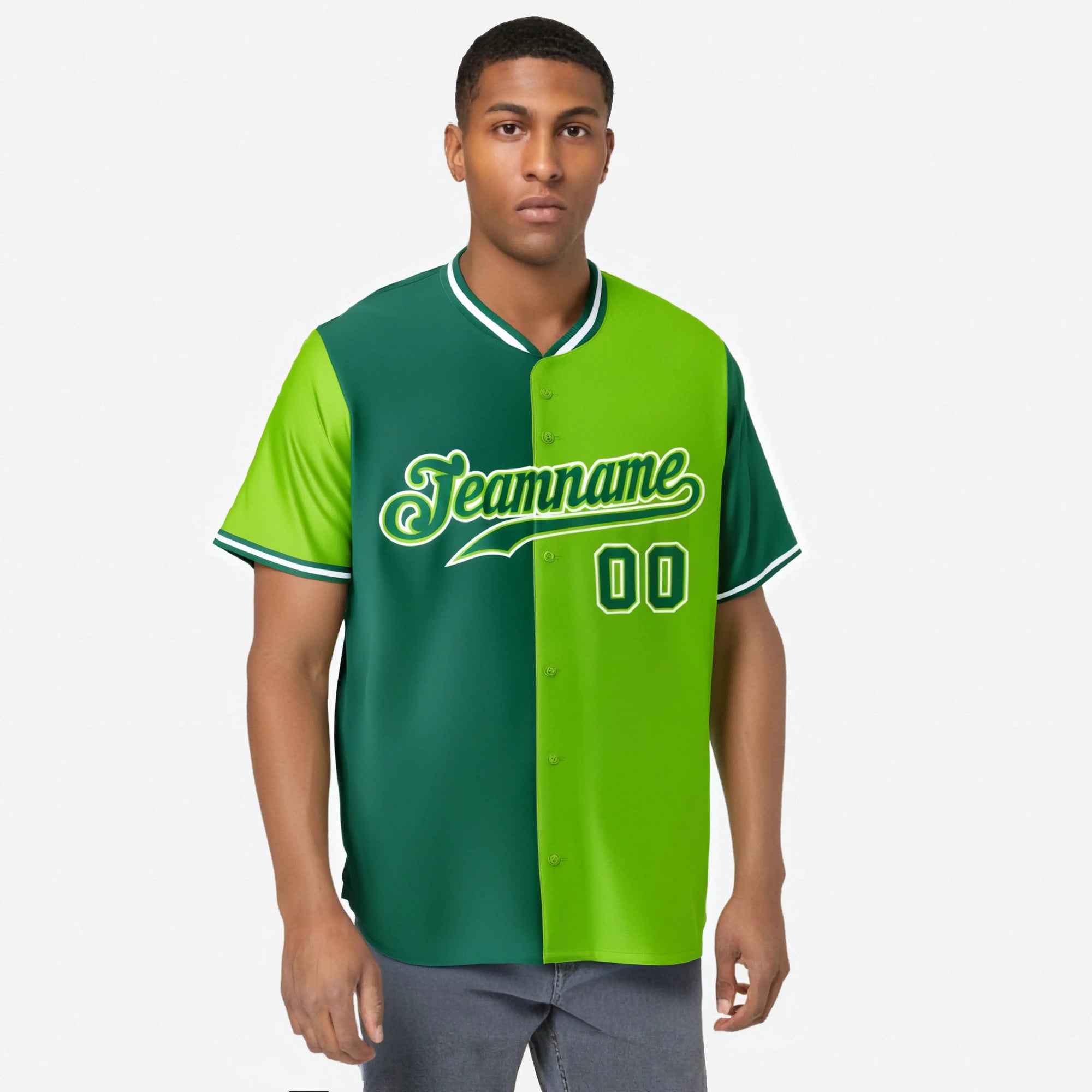 Custom Kelly Green-Neon Green Authentic Split Fashion Baseball Jersey