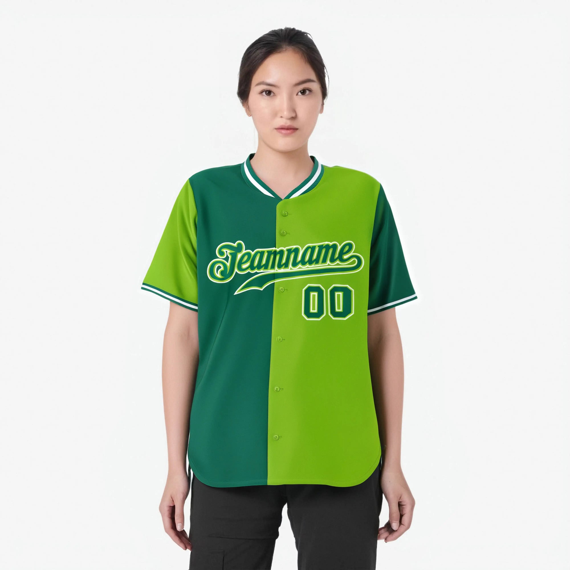 Custom Kelly Green-Neon Green Authentic Split Fashion Baseball Jersey