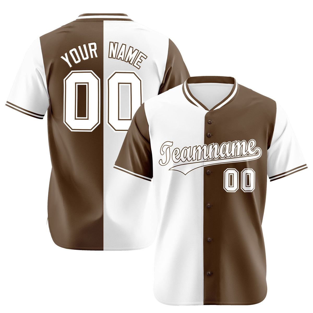 Custom White Light Brown Authentic Split Fashion Baseball Jersey