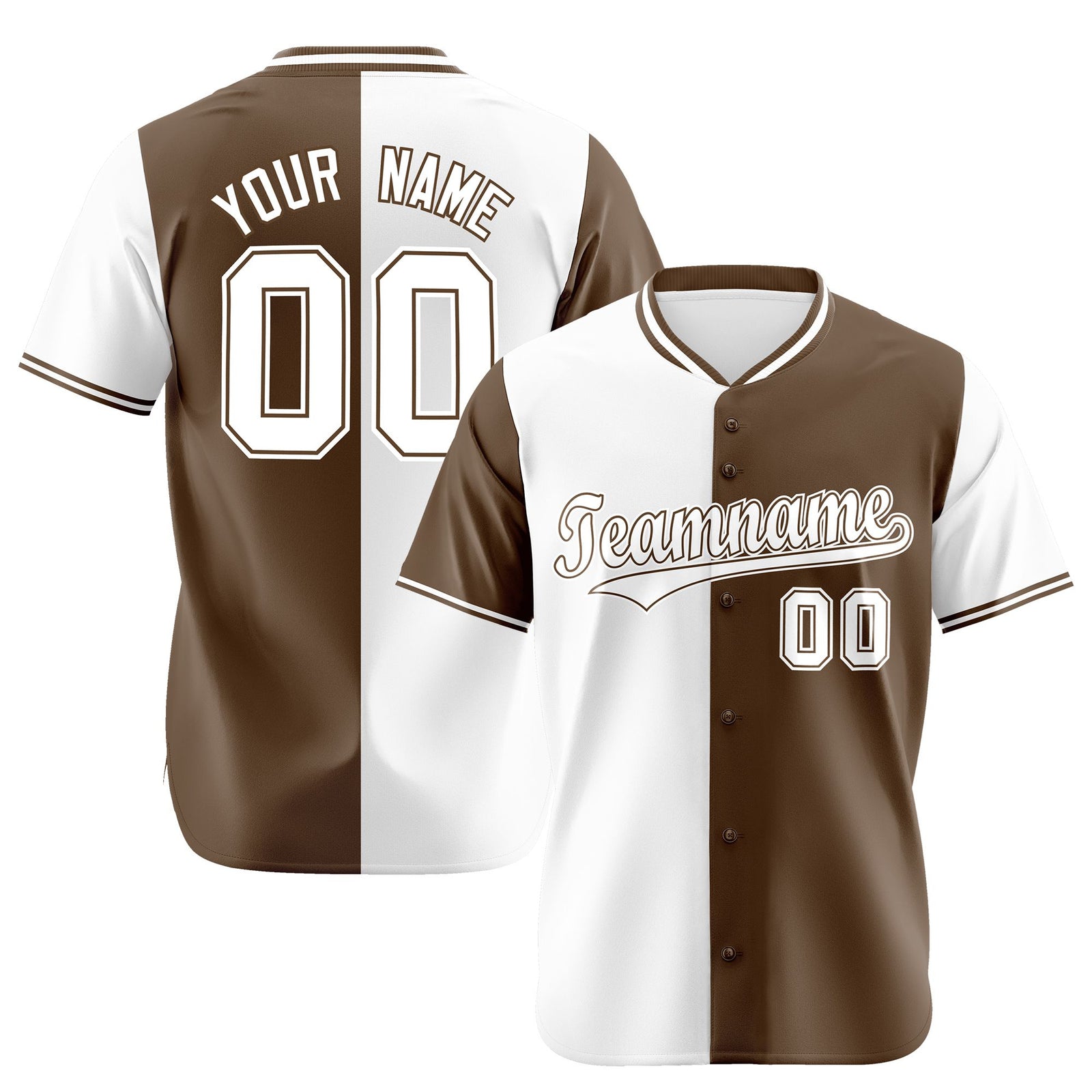Custom White Light Brown Authentic Split Fashion Baseball Jersey