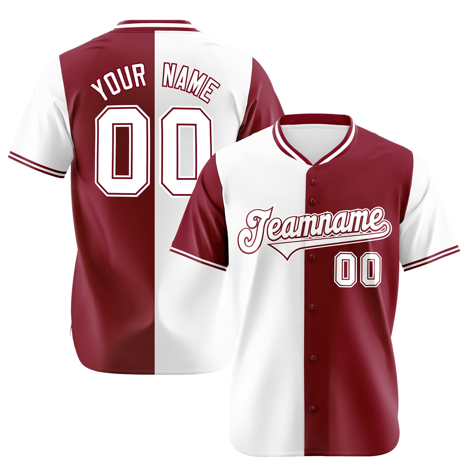 Custom White Crimson Authentic Split Fashion Baseball Jersey