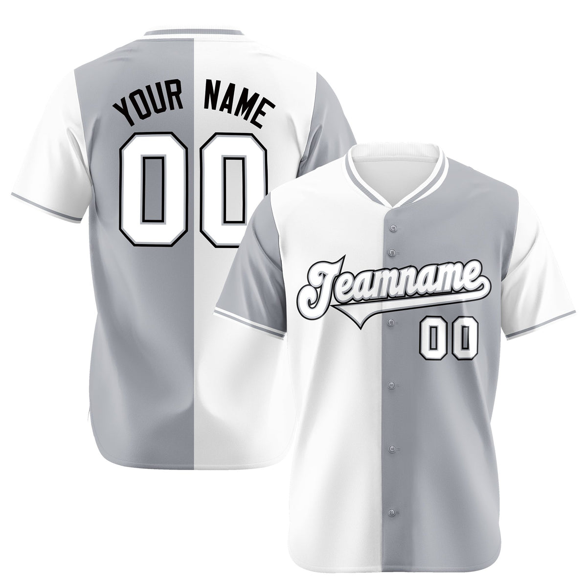 Custom White Gray Authentic Split Fashion Baseball Jersey