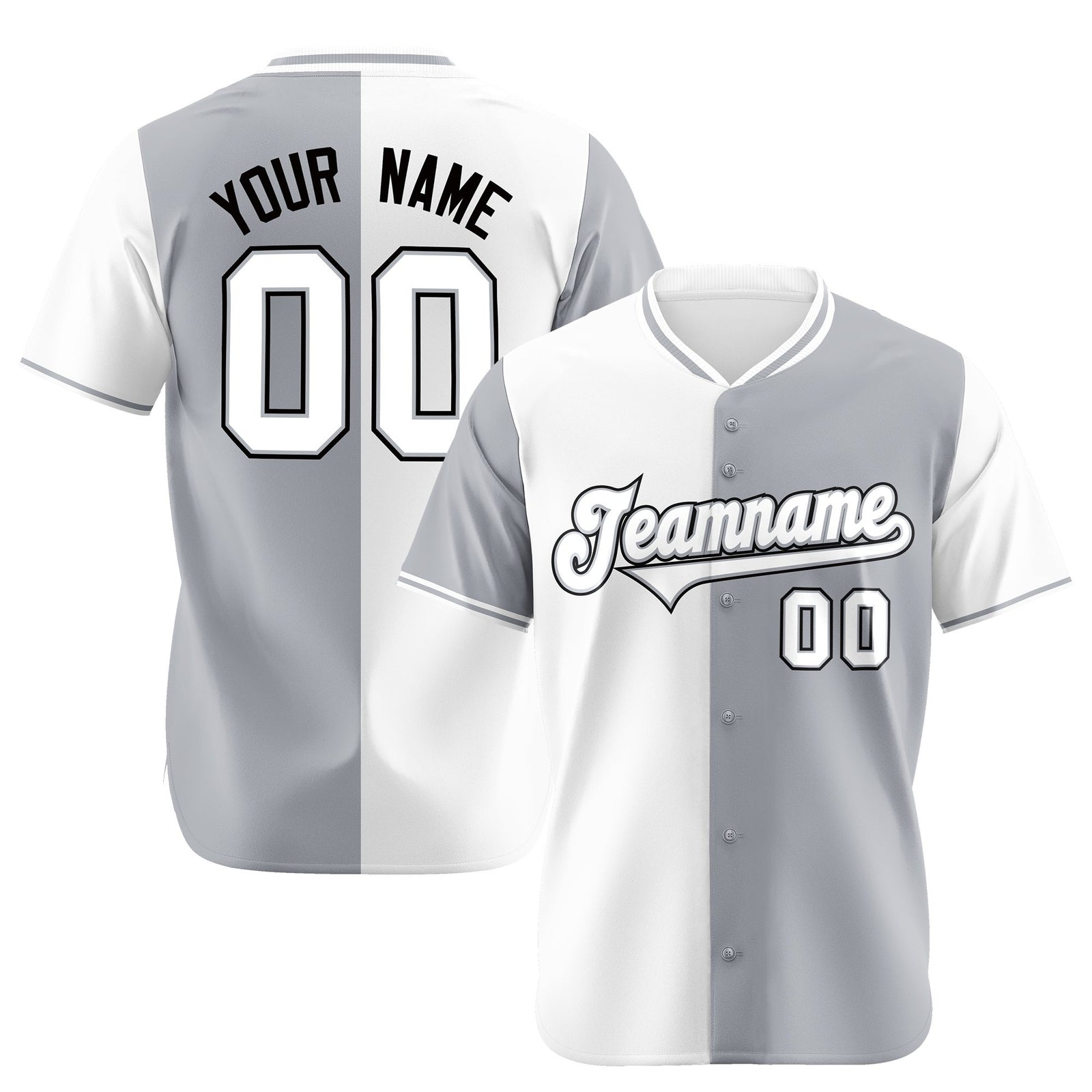 Custom White Gray Authentic Split Fashion Baseball Jersey
