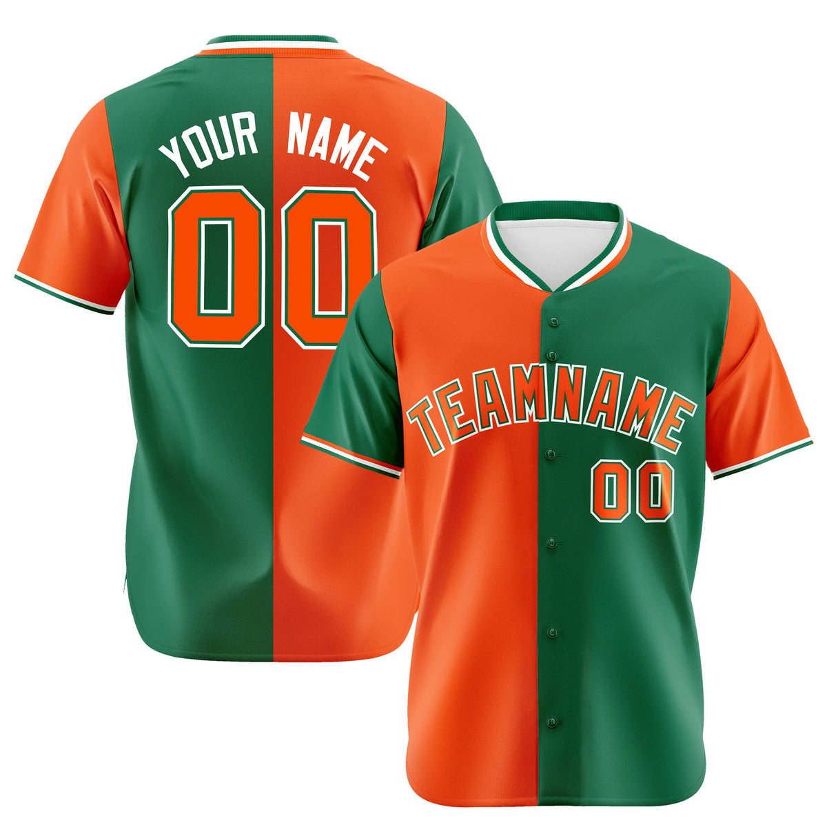 Custom Orange Kelly Green Authentic Split Fashion Baseball Jersey