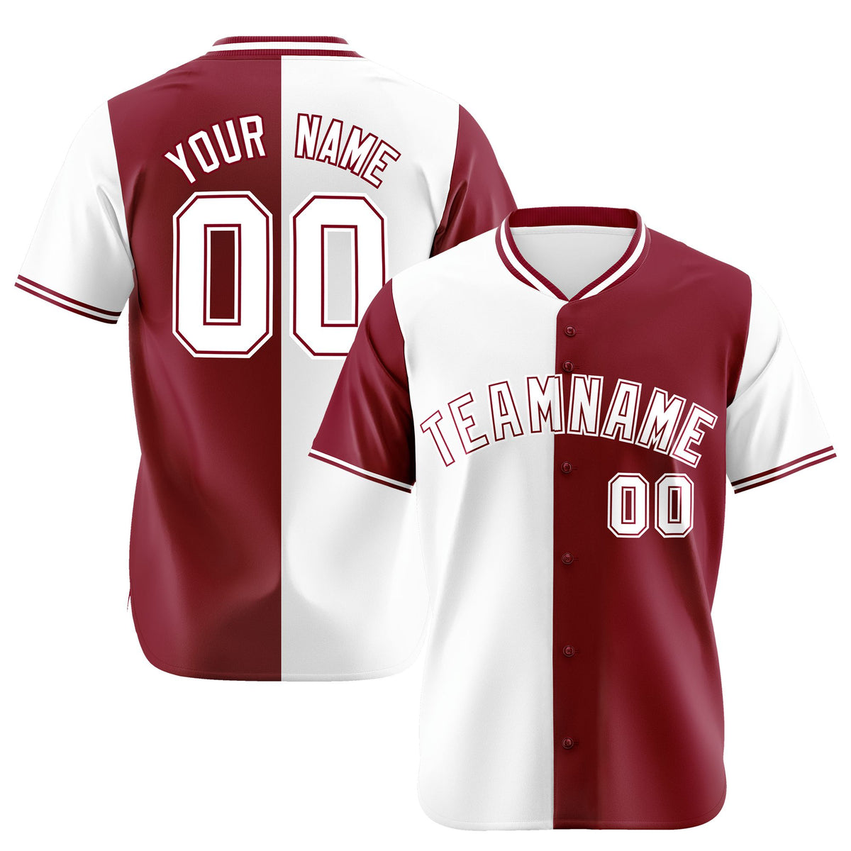 Custom White Crimson Authentic Split Fashion Baseball Jersey