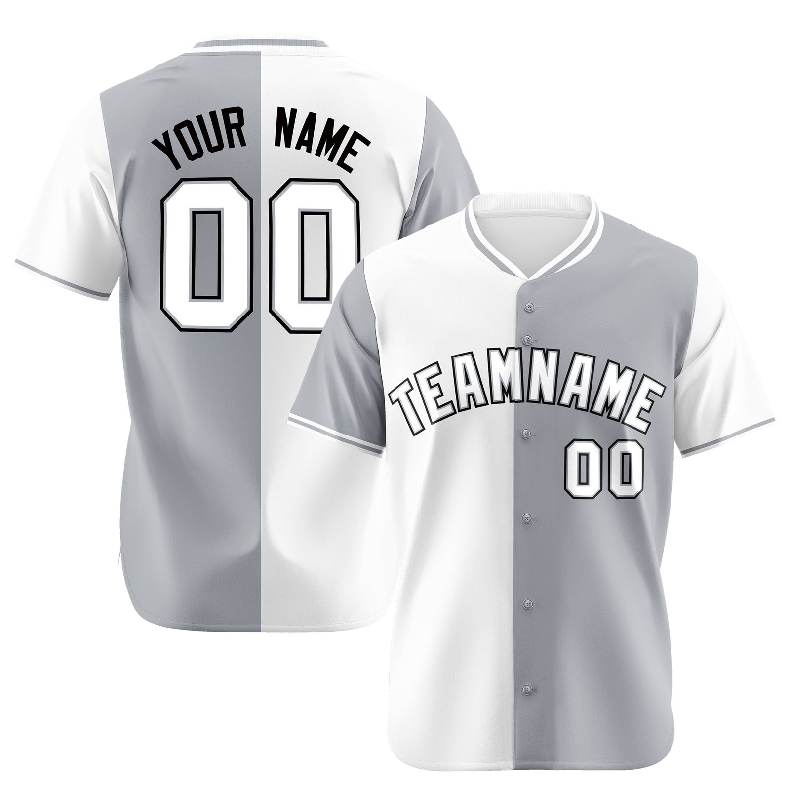 Custom White Gray Authentic Split Fashion Baseball Jersey