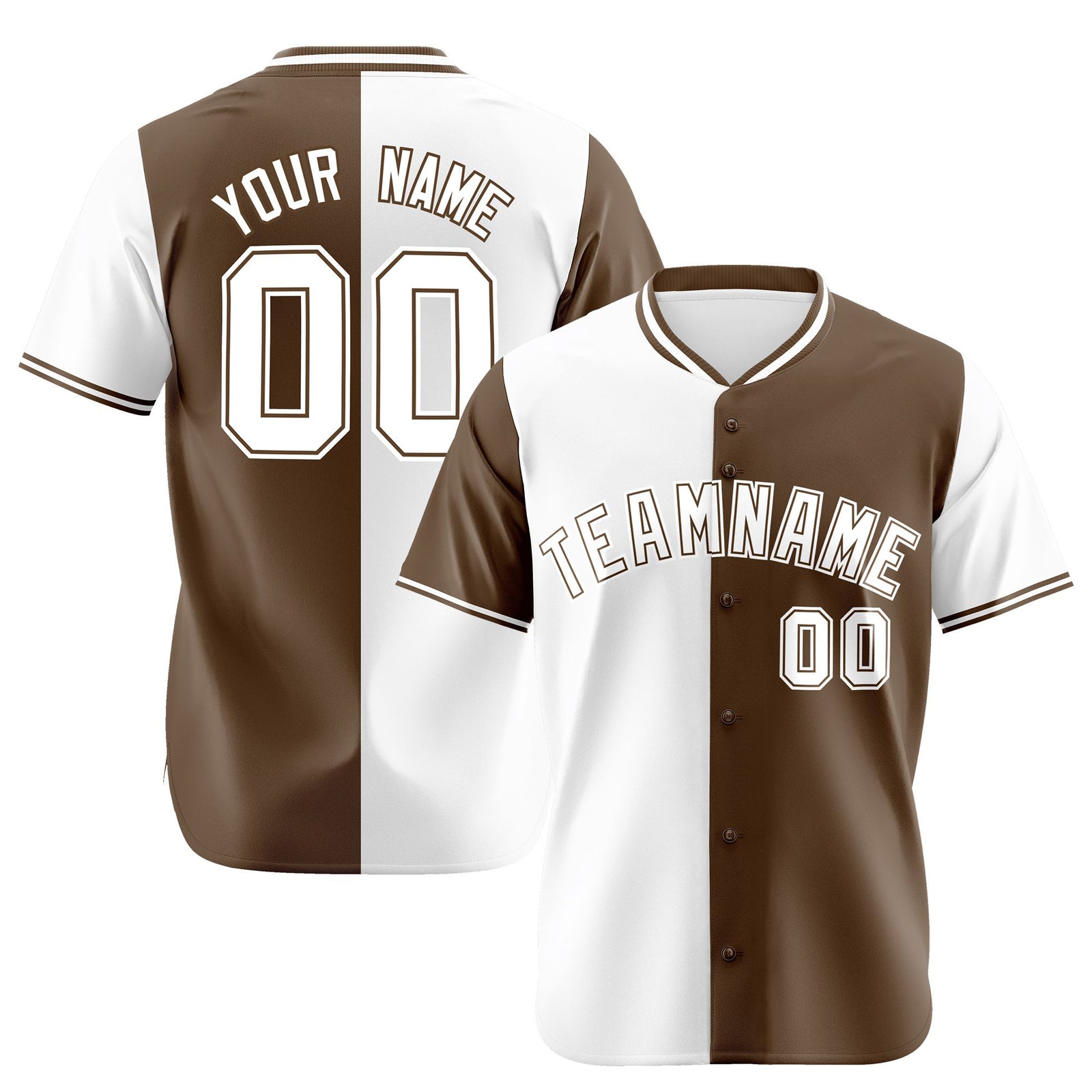 Custom White Light Brown Authentic Split Fashion Baseball Jersey