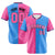 Custom Pink Powder Blue Authentic Split Fashion Baseball Jersey