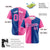 Custom Pink Royal Blue Authentic Split Fashion Baseball Jersey