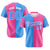 Custom Powder Blue Pink Authentic Split Fashion Baseball Jersey