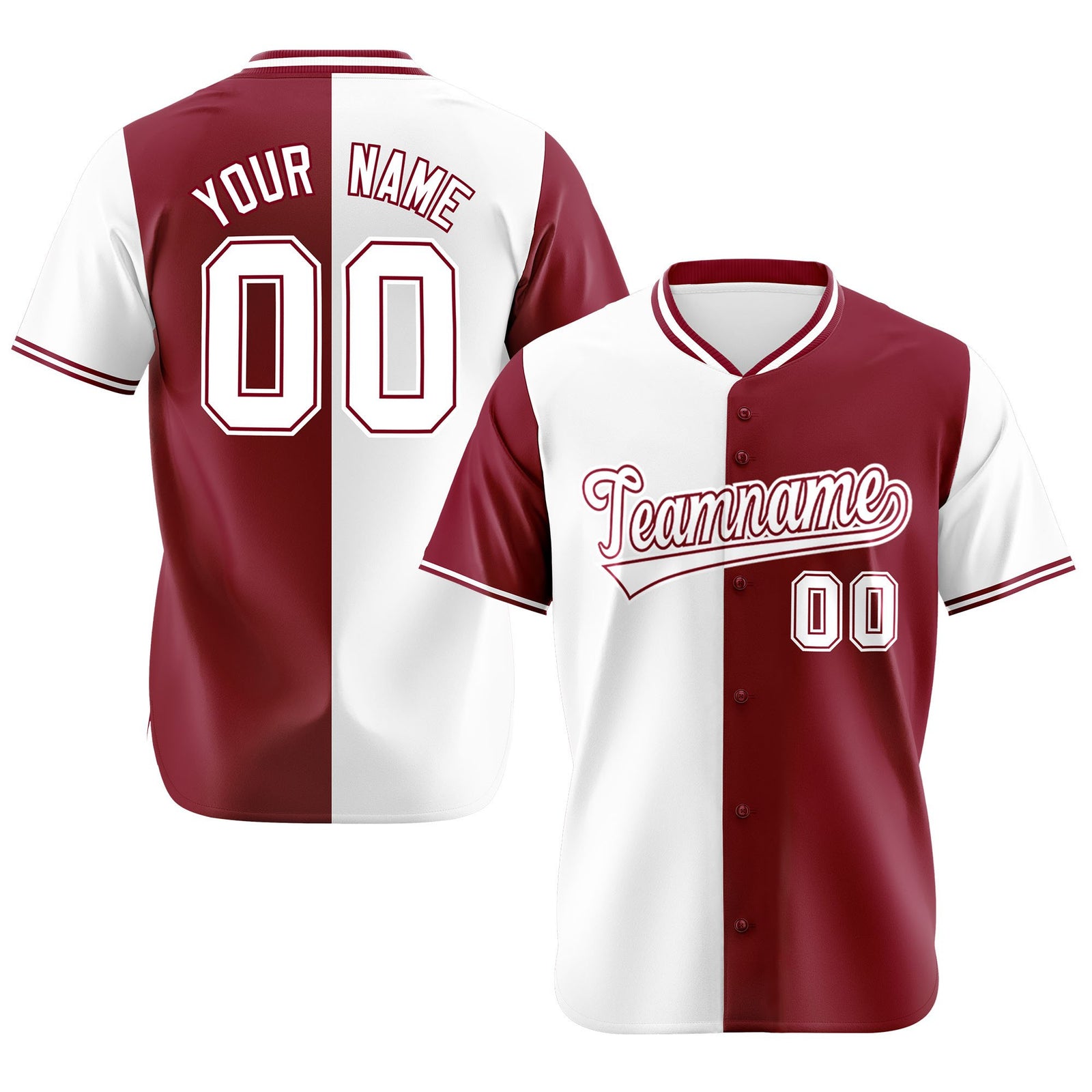 Custom White Crimson Authentic Split Fashion Baseball Jersey
