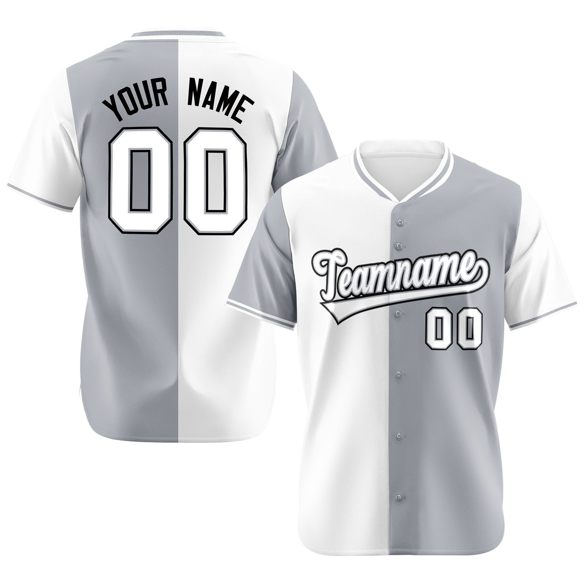 Custom White Gray Authentic Split Fashion Baseball Jersey