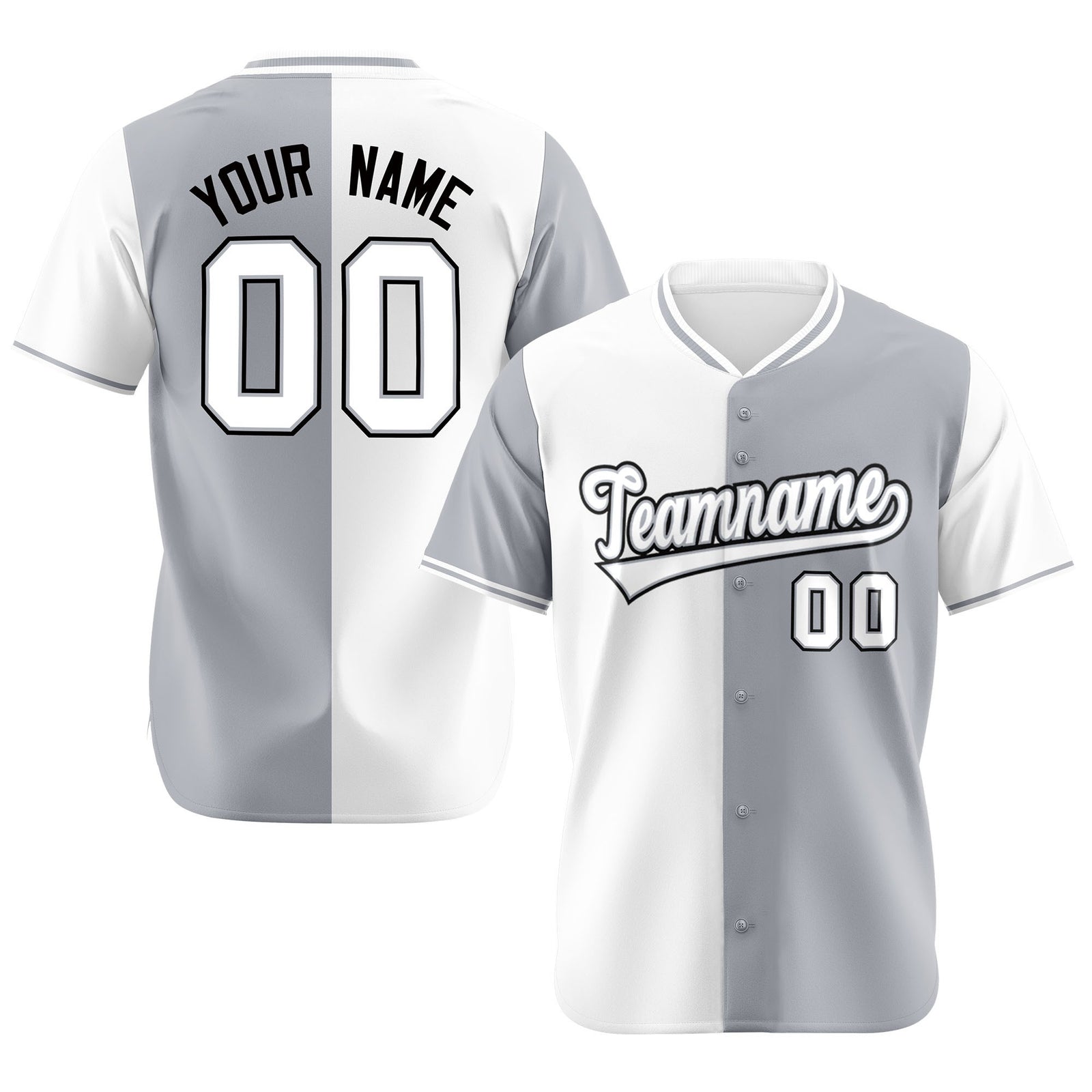 Custom White Gray Authentic Split Fashion Baseball Jersey