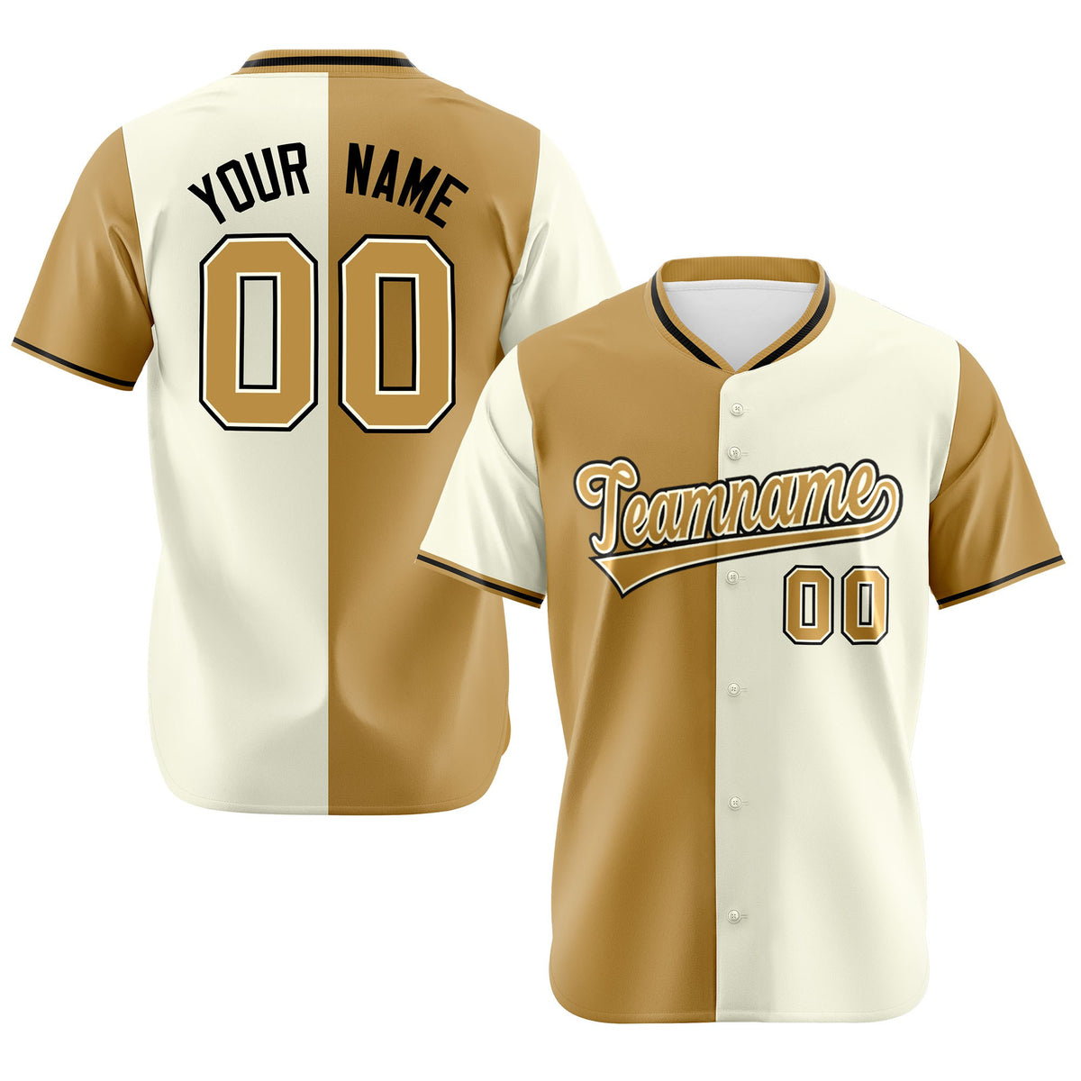 Custom Old Gold Cream Authentic Split Fashion Baseball Jersey