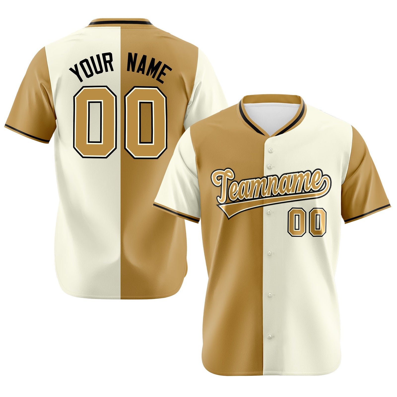 Custom Old Gold Cream Authentic Split Fashion Baseball Jersey