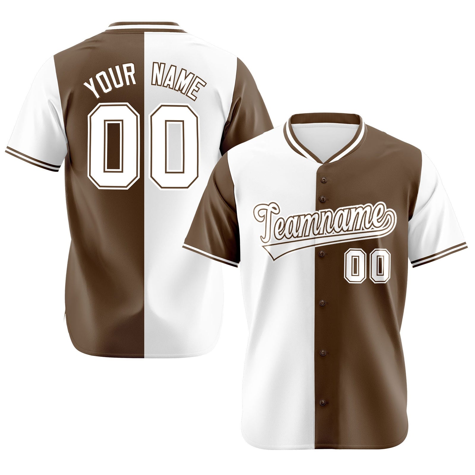 Custom White Light Brown Authentic Split Fashion Baseball Jersey