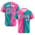 Custom Pink Aqua Authentic Split Fashion Baseball Jersey